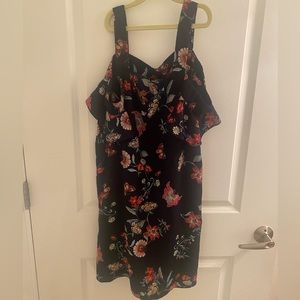 Navy Floral off the shoulder dress